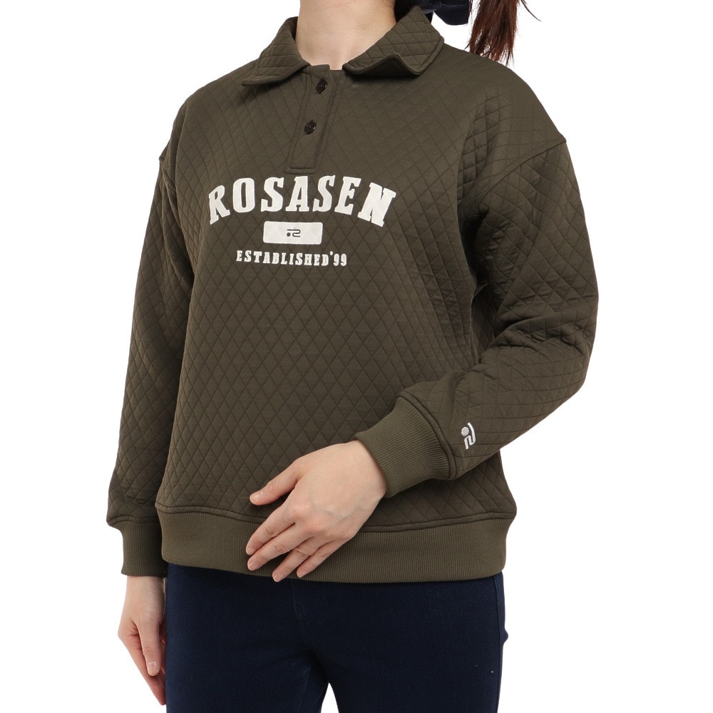 ROSASEN（レディース）ゴルフウェア  A-Line キルト風ジャガード長袖シャツ 048-27912-027