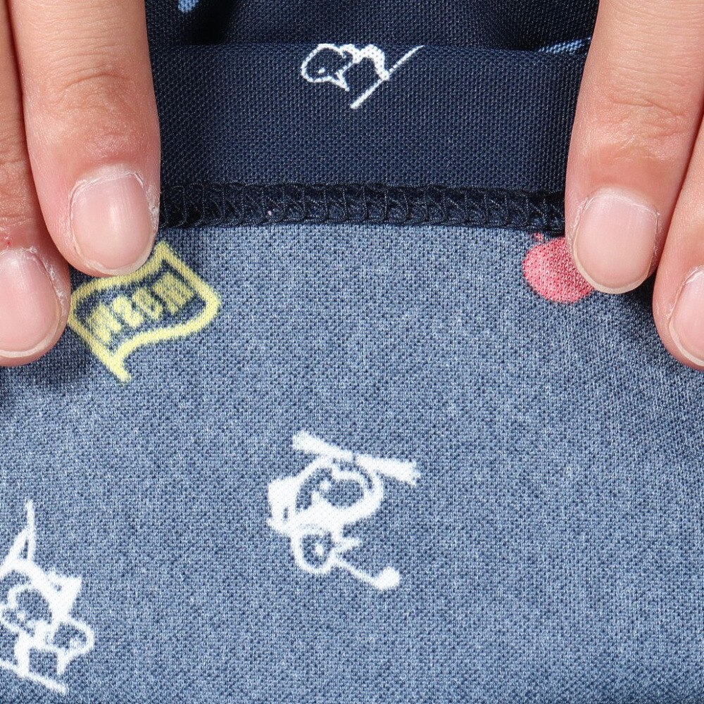 マンシングウエア（MUNSING WEAR）（レディース）ゴルフウェア 吸汗速乾 ストレッチ ペンギン飛び柄 長袖 ポロシャツ MG4FLS80L NV00