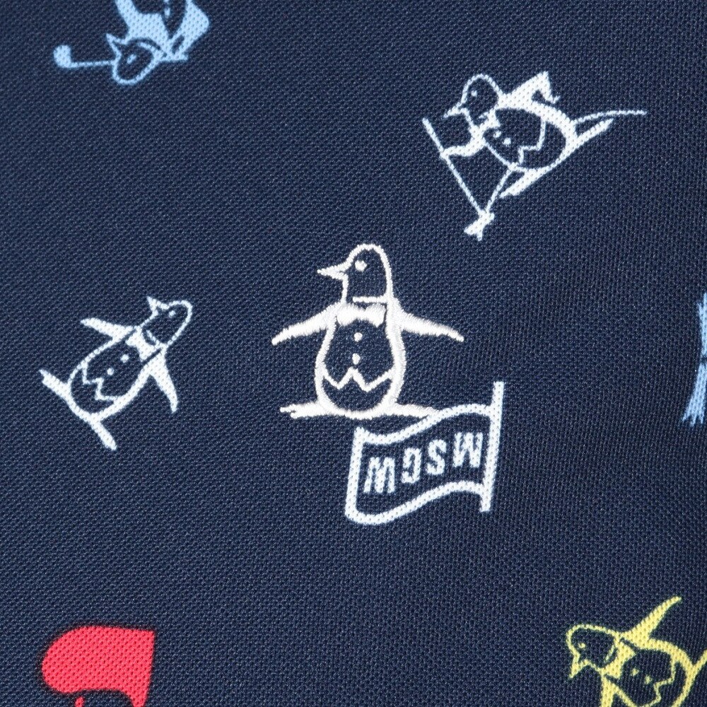 マンシングウエア（MUNSING WEAR）（レディース）ゴルフウェア 吸汗速乾 ストレッチ ペンギン飛び柄 長袖 ポロシャツ MG4FLS80L NV00