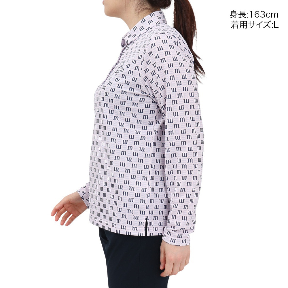 マンシングウエア（MUNSING WEAR）（レディース）ゴルフウェア 吸汗速乾 遮熱 サンスクリーン ロゴプリント 長袖ポロシャツ MG5SLS24L PK00
