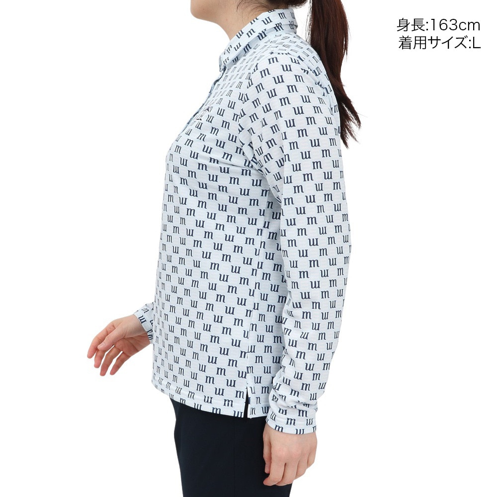 マンシングウエア（MUNSING WEAR）（レディース）ゴルフウェア 吸汗速乾 遮熱 サンスクリーン ロゴプリント 長袖ポロシャツ MG5SLS24L SA00