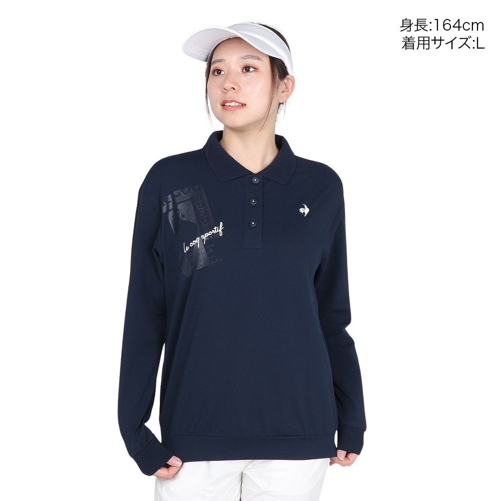 ルコックスポルティフ（lecoqsportif）（レディース）ゴルフウェア 吸汗速乾 ストレッチフォーサー 長袖オーバーシャツ LG4FLS01L NV00