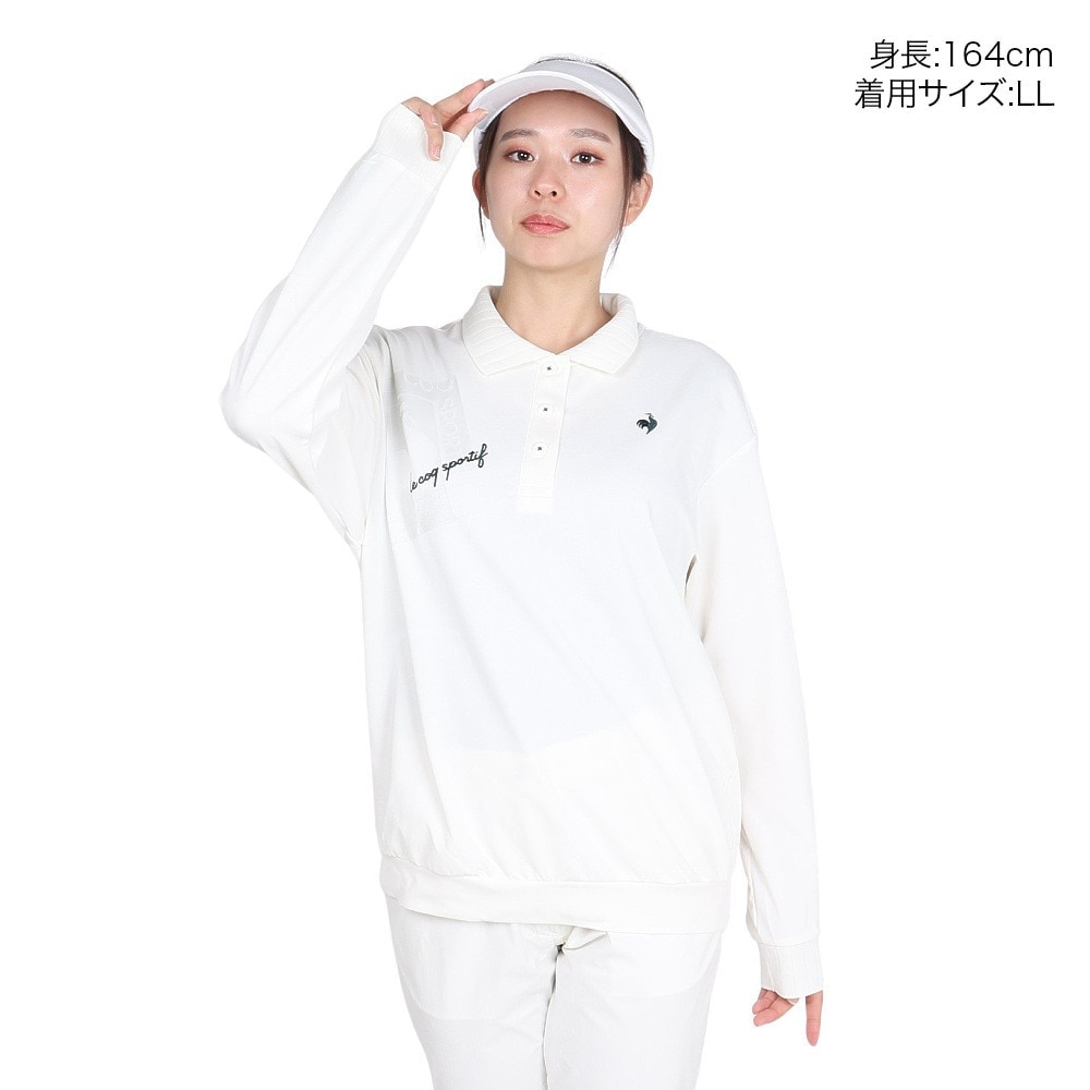 ルコックスポルティフ（lecoqsportif）（レディース）ゴルフウェア 吸汗速乾 ストレッチフォーサー 長袖オーバーシャツ LG4FLS01L WH00