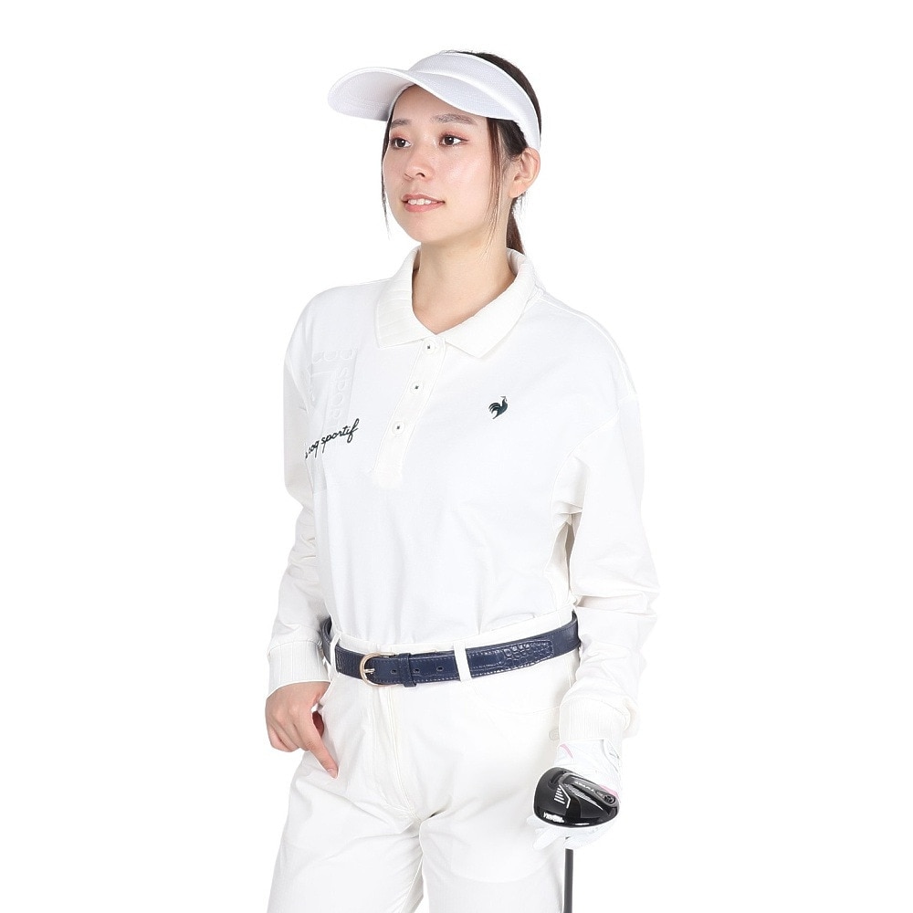 ルコックスポルティフ（lecoqsportif）（レディース）ゴルフウェア 吸汗速乾 ストレッチフォーサー 長袖オーバーシャツ LG4FLS01L WH00