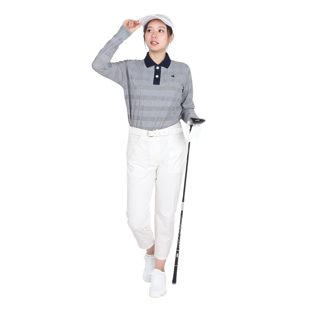 ルコックスポルティフ（lecoqsportif）（レディース）ゴルフウェア 吸汗速乾 ストレッチフォーサー 長袖チェックシャツ LG4FLS03L BK00