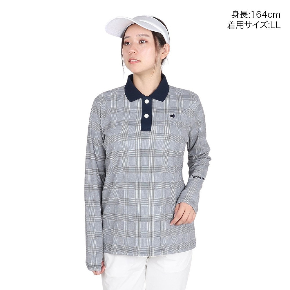 ルコックスポルティフ（lecoqsportif）（レディース）ゴルフウェア 吸汗速乾 ストレッチフォーサー 長袖チェックシャツ LG4FLS03L BK00