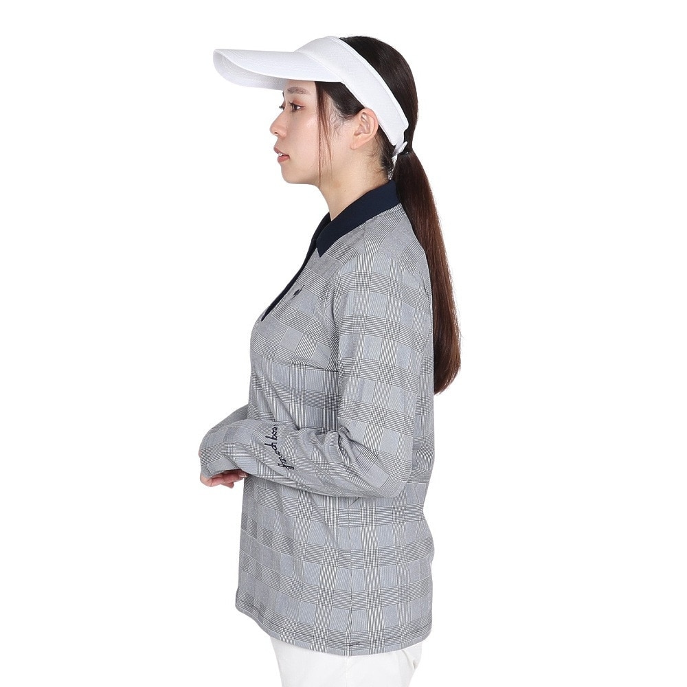 ルコックスポルティフ（lecoqsportif）（レディース）ゴルフウェア 吸汗速乾 ストレッチフォーサー 長袖チェックシャツ LG4FLS03L BK00