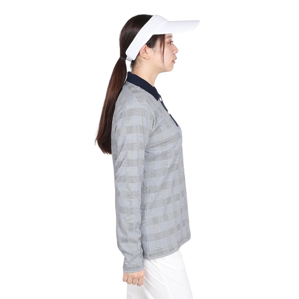 ルコックスポルティフ（lecoqsportif）（レディース）ゴルフウェア 吸汗速乾 ストレッチフォーサー 長袖チェックシャツ LG4FLS03L BK00