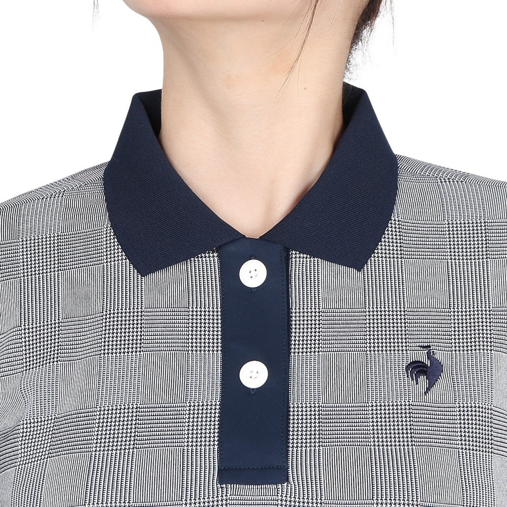 ルコックスポルティフ（lecoqsportif）（レディース）ゴルフウェア 吸汗速乾 ストレッチフォーサー 長袖チェックシャツ LG4FLS03L BK00