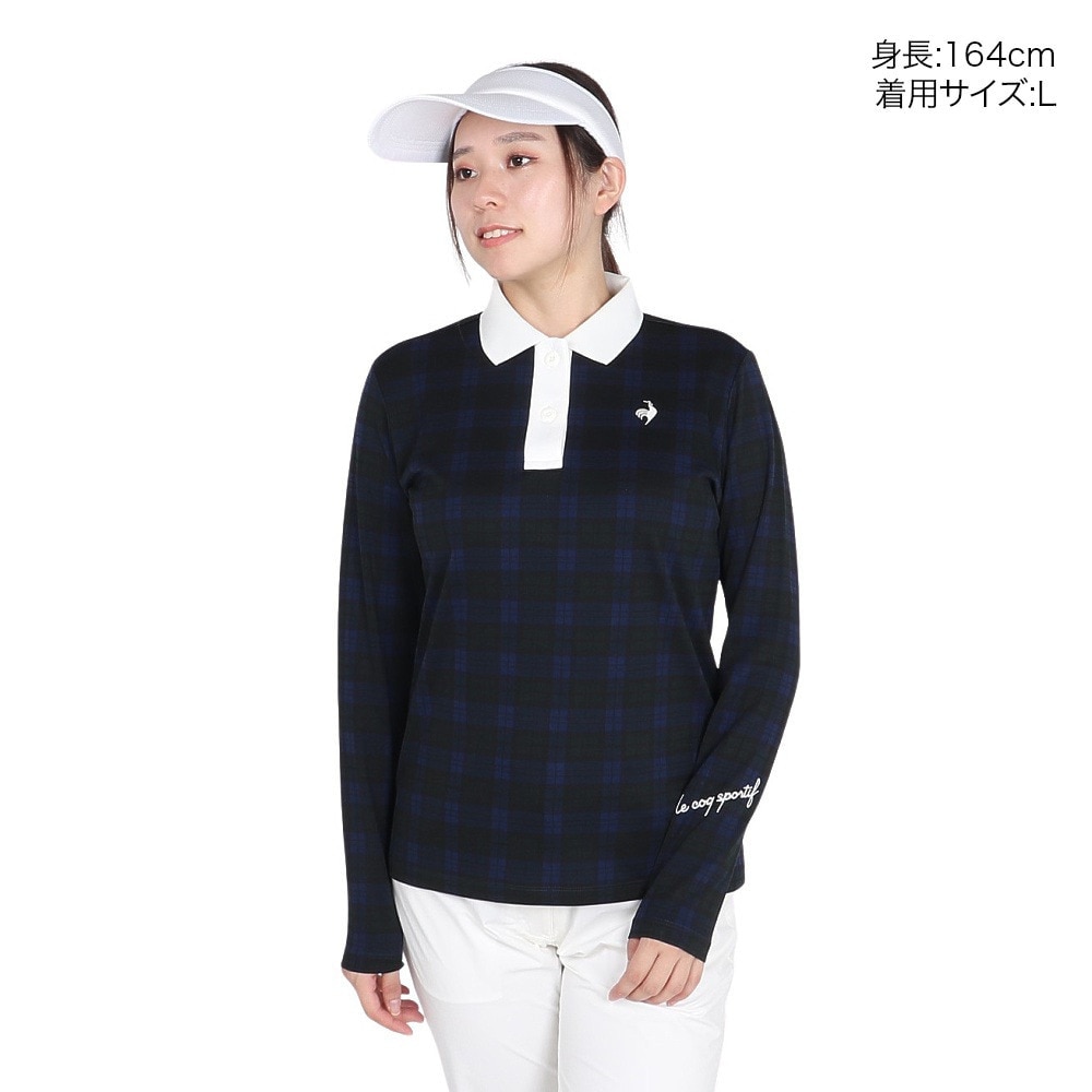 ルコックスポルティフ（lecoqsportif）（レディース）ゴルフウェア 吸汗速乾 ストレッチフォーサー 長袖チェックシャツ LG4FLS03L NV00
