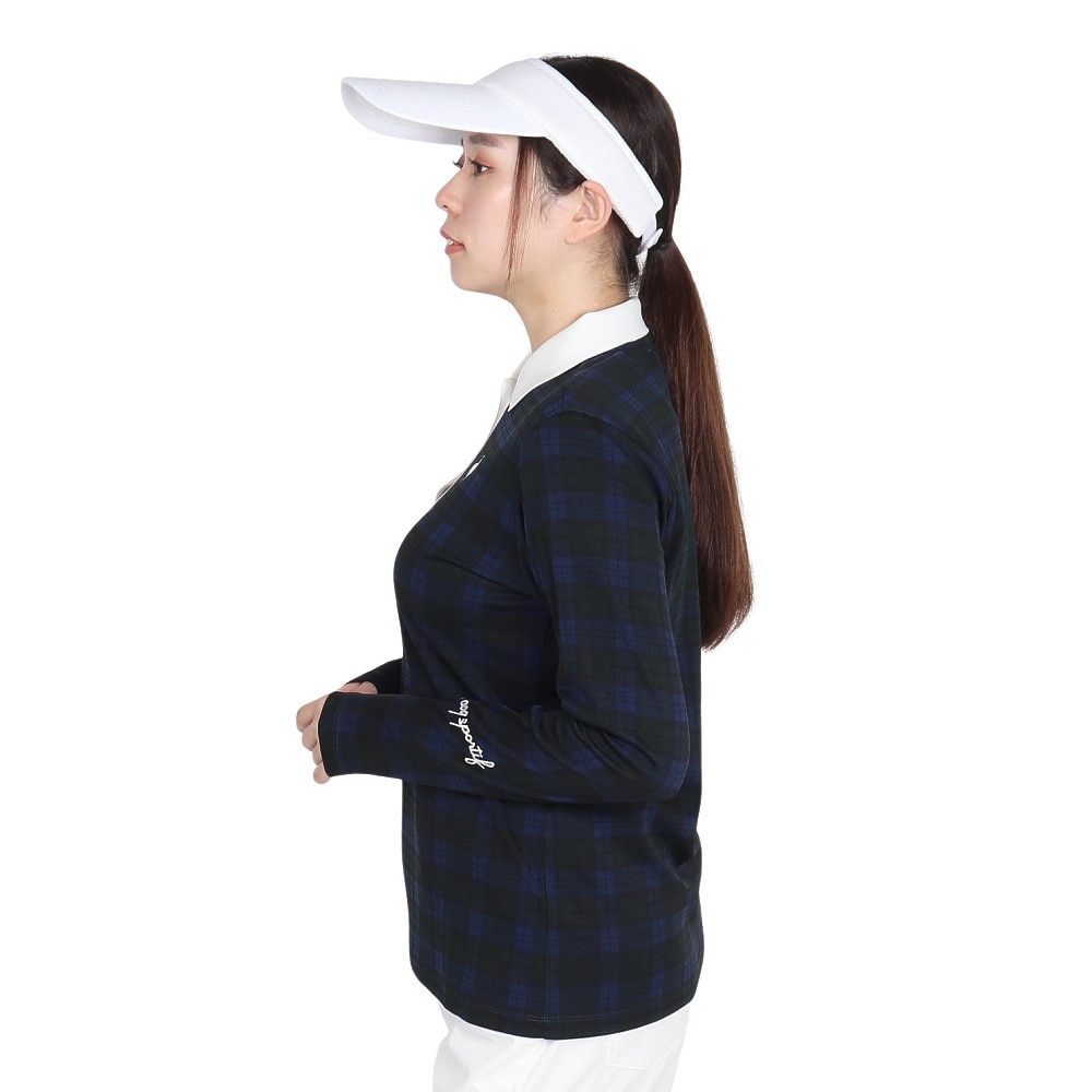 ルコックスポルティフ（lecoqsportif）（レディース）ゴルフウェア 吸汗速乾 ストレッチフォーサー 長袖チェックシャツ LG4FLS03L NV00