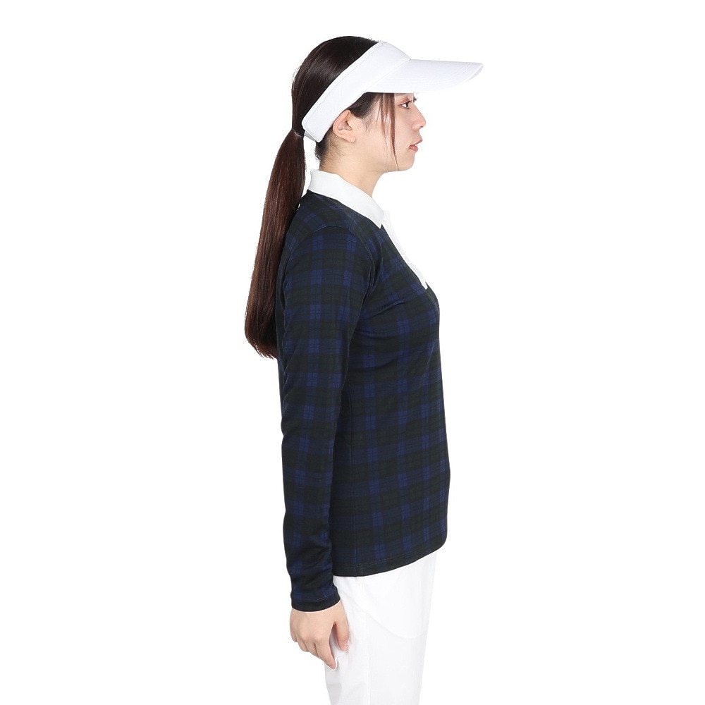 ルコックスポルティフ（lecoqsportif）（レディース）ゴルフウェア 吸汗速乾 ストレッチフォーサー 長袖チェックシャツ LG4FLS03L NV00