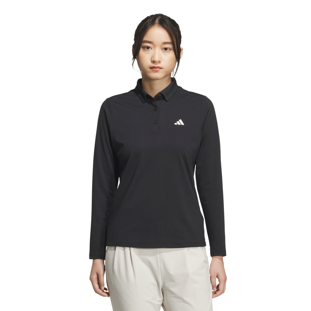 アディダス（adidas）（レディース）ゴルフウェア 長袖ポロシャツ JWK14-JM3010 BLK