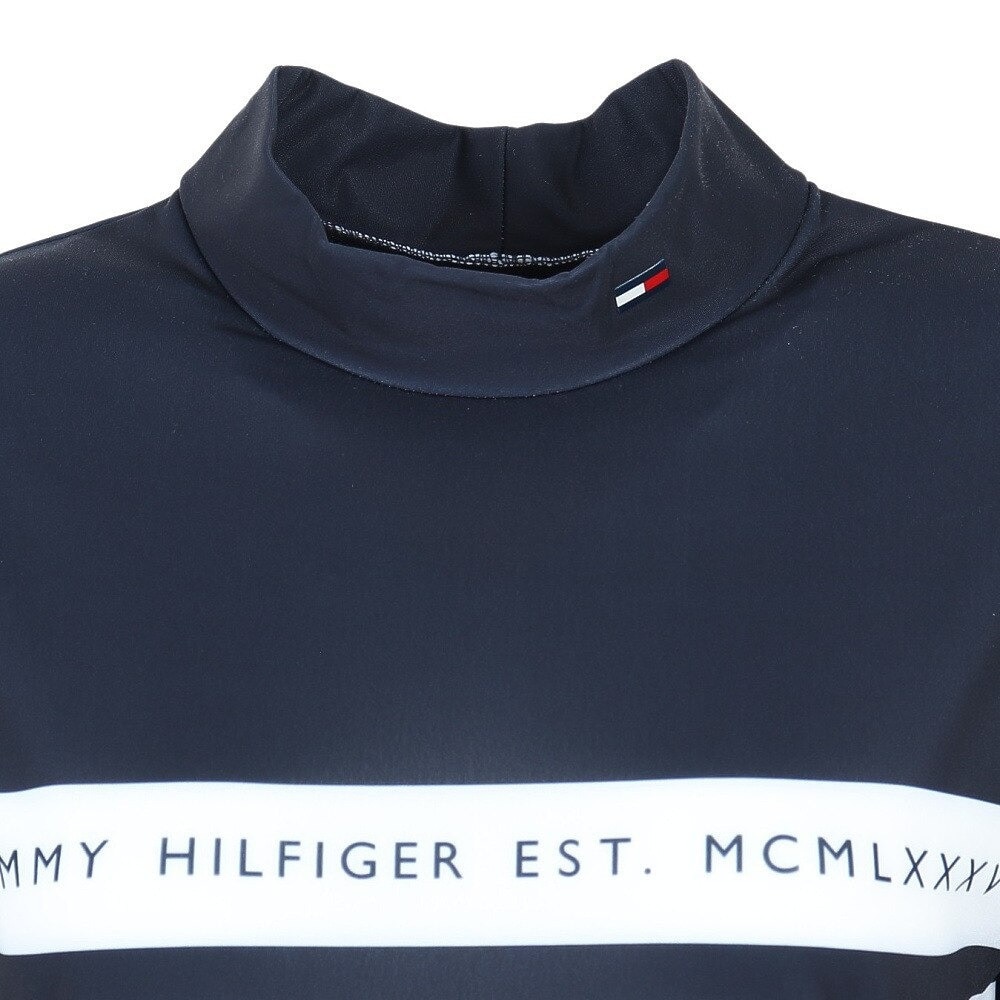 トミーヒルフィガー（TOMMY HILFIGER）（レディース）ゴルフウェア 吸汗 速乾 ボーダーハイネック長袖シャツ THLA277-NVY