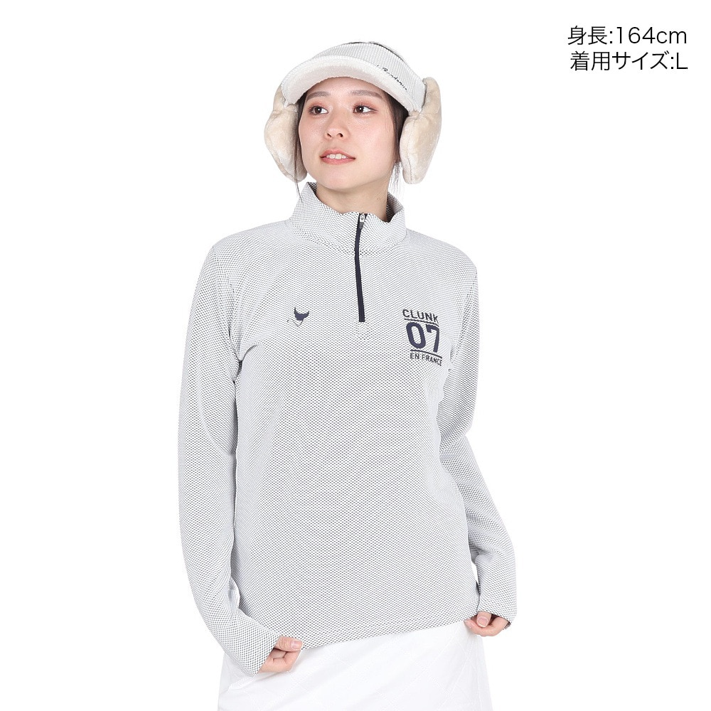 クランク（CLUNK）（レディース）ゴルフウェア ハーフジップ 長袖シャツ CL5QUG03 WHT