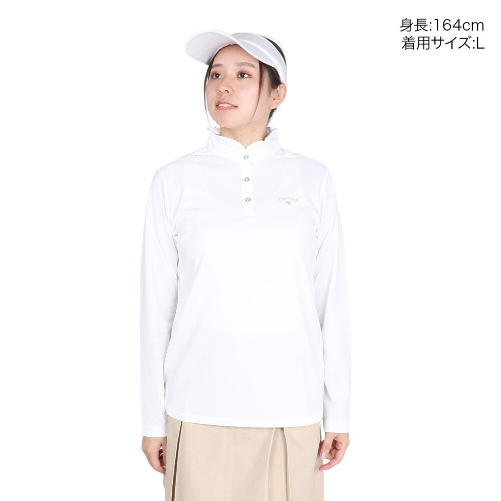 キャロウェイ（CALLAWAY）（レディース）ゴルフウェア 長袖フリル スタンドカラーシャツ C24233202-1030