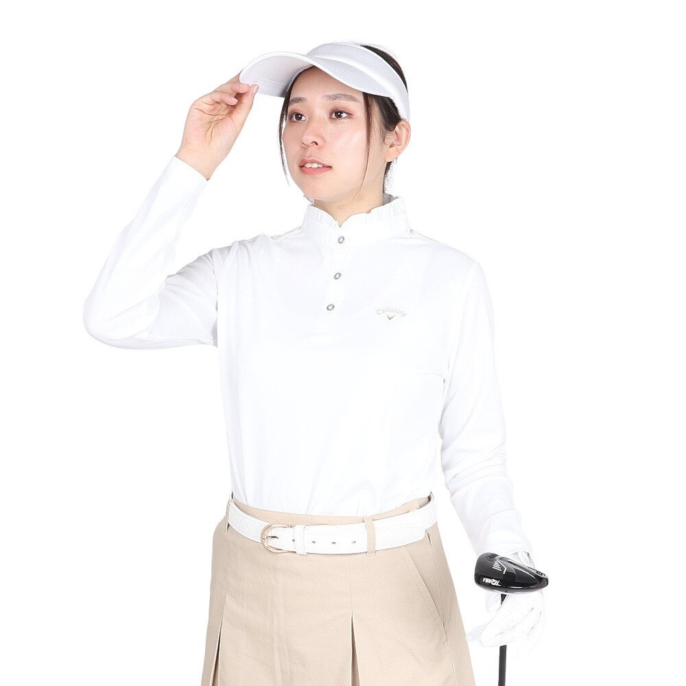 キャロウェイ（CALLAWAY）（レディース）ゴルフウェア 長袖フリル スタンドカラーシャツ C24233202-1030