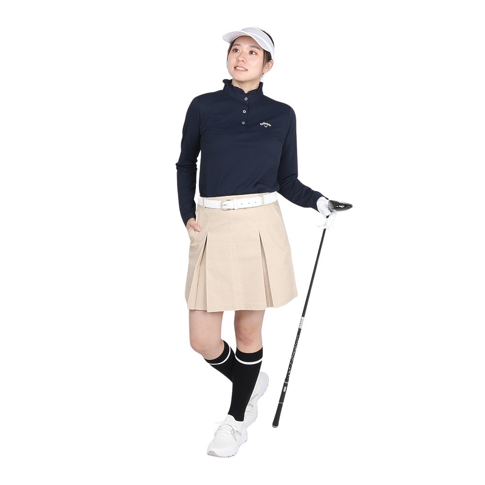キャロウェイ（CALLAWAY）（レディース）ゴルフウェア 吸汗速乾 長袖フリル スタンドカラーシャツ C24233202-1120