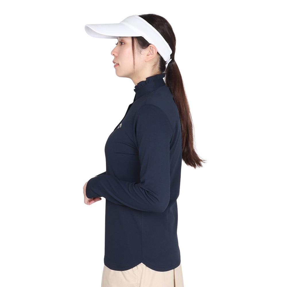 キャロウェイ（CALLAWAY）（レディース）ゴルフウェア 吸汗速乾 長袖フリル スタンドカラーシャツ C24233202-1120