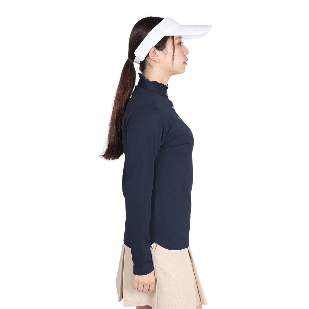 キャロウェイ（CALLAWAY）（レディース）ゴルフウェア 吸汗速乾 長袖フリル スタンドカラーシャツ C24233202-1120