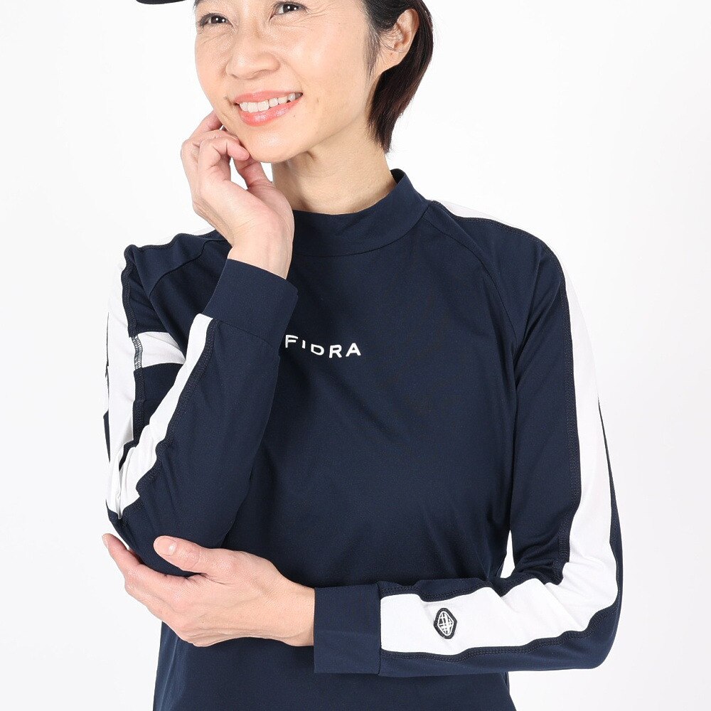 フィドラ（FIDRA）（レディース）ゴルフウェア ハイネック長袖Tシャツ FD5MUG23 NVY★★★
