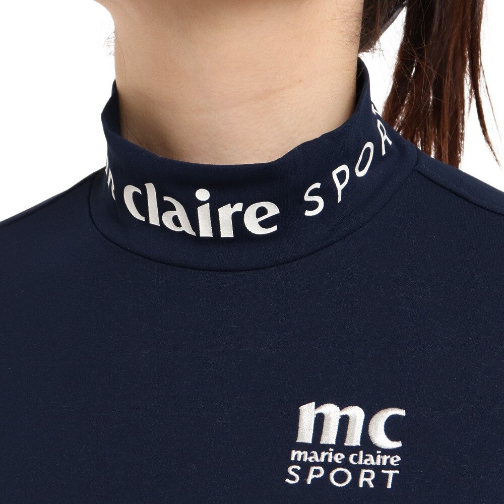 マリ・クレール スポール（marie claire sport）（レディース）ゴルフウェア UVカット モックネック長袖シャツ 732503-NV