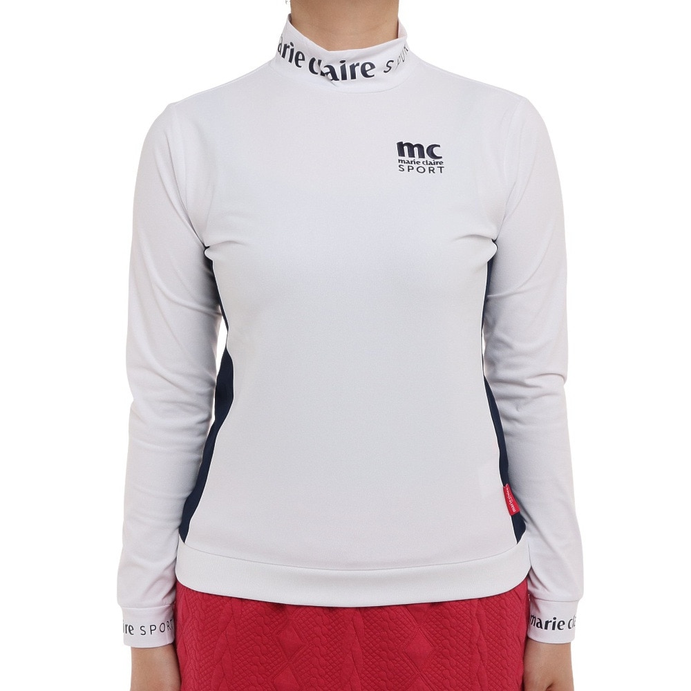 マリ・クレール スポール（marie claire sport）（レディース）ゴルフウェア UVカット モックネック長袖シャツ 732503-WT