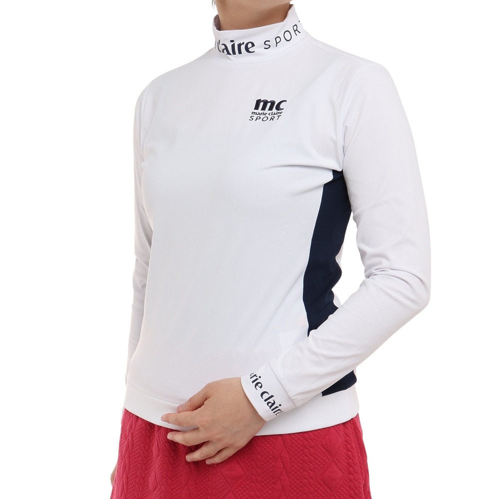 マリ・クレール スポール（marie claire sport）（レディース）ゴルフウェア UVカット モックネック長袖シャツ 732503-WT