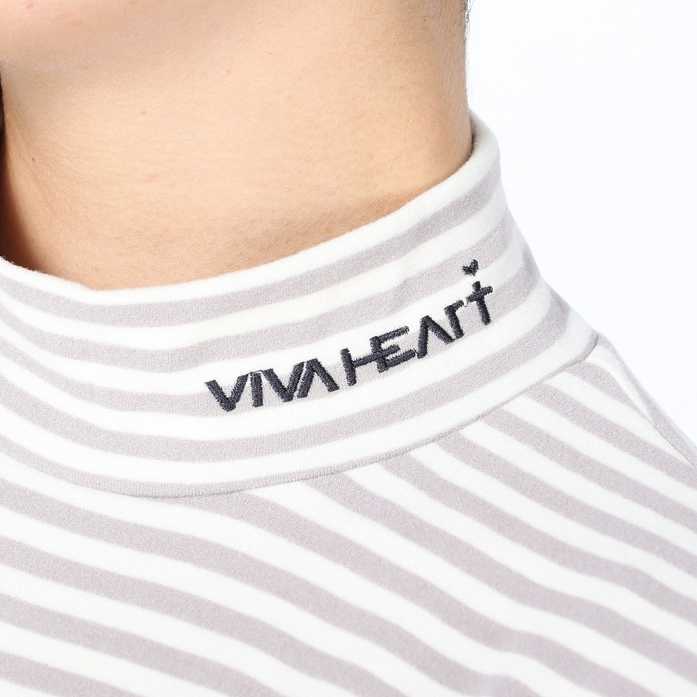 ビバハート（VIVA HEART）（レディース）ゴルフウェア 吸湿発熱 起毛 保温 ストレッチ ゴールドウォーム長袖モックネック 012-27010-013