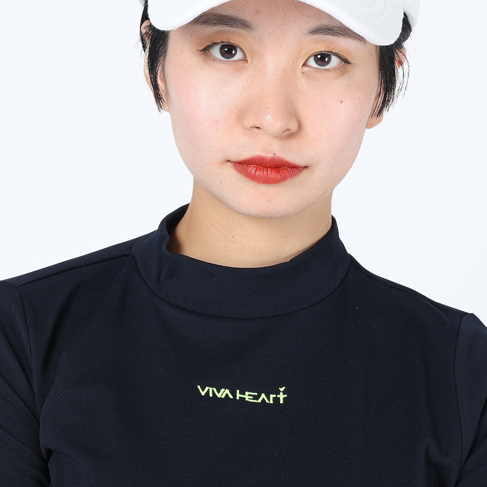ビバハート（VIVA HEART）（レディース）ゴルフウェア プロ着用 UVカット 透け防止 ストレッチ 軽量 ライトウェイト長袖モックネック 012-27911-098