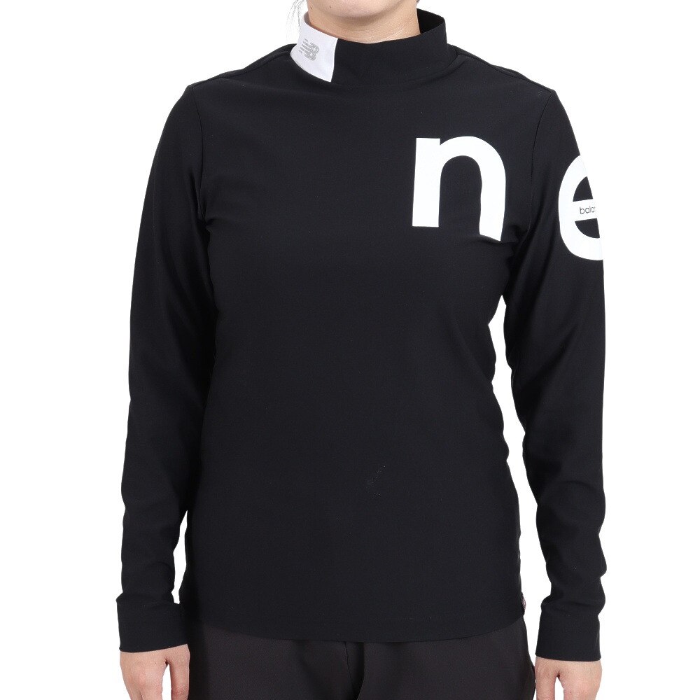 ニューバランス（new balance）（レディース）ゴルフウェア ストレッチ ロゴ 長袖　モックネック プルオーバー 012-2267501-010