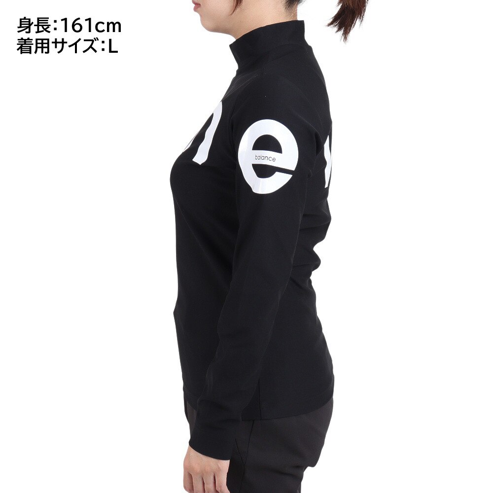 ニューバランス（new balance）（レディース）ゴルフウェア ストレッチ ロゴ 長袖　モックネック プルオーバー 012-2267501-010