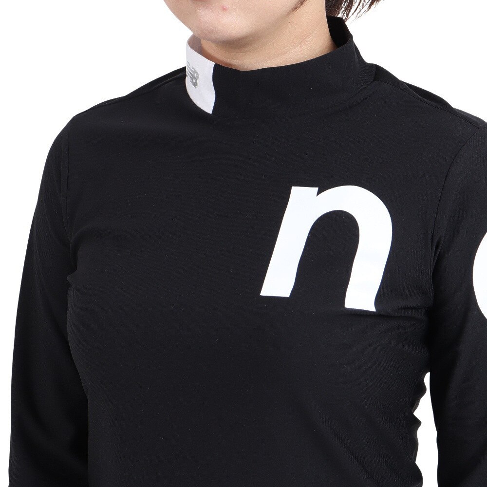 ニューバランス（new balance）（レディース）ゴルフウェア ストレッチ ロゴ 長袖　モックネック プルオーバー 012-2267501-010