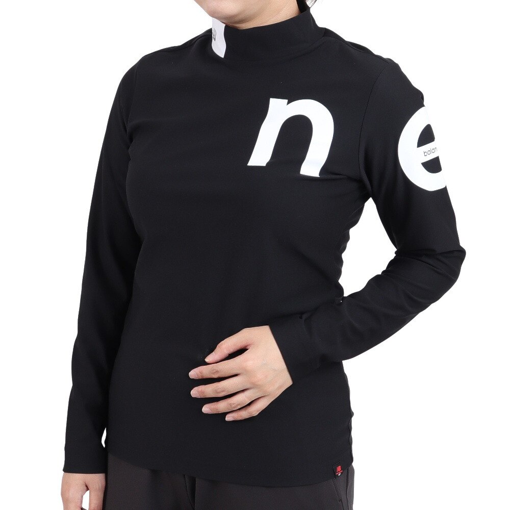 ニューバランス（new balance）（レディース）ゴルフウェア ストレッチ ロゴ 長袖　モックネック プルオーバー 012-2267501-010