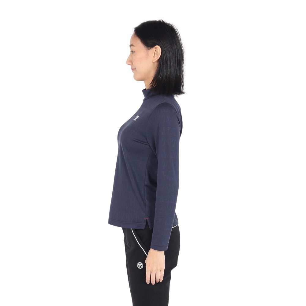 トミーアーマー（Tommy Armour）（レディース）ゴルフウェア 吸汗速乾 UV ジャガード 長袖モックネック TANB22F070012 NVY