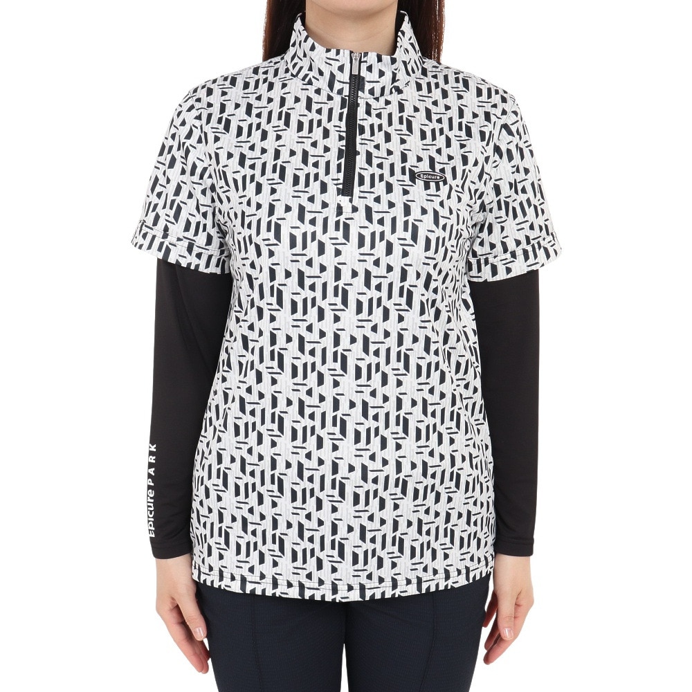 エピキュール（epicure）（レディース）ゴルフウェア 吸水速乾 抗菌防臭 重ね着風 長袖ジップシャツ 155-28410-019