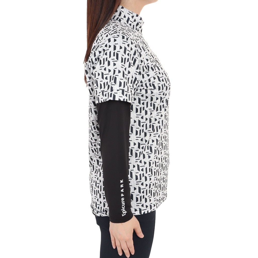 エピキュール（epicure）（レディース）ゴルフウェア 吸水速乾 抗菌防臭 重ね着風 長袖ジップシャツ 155-28410-019