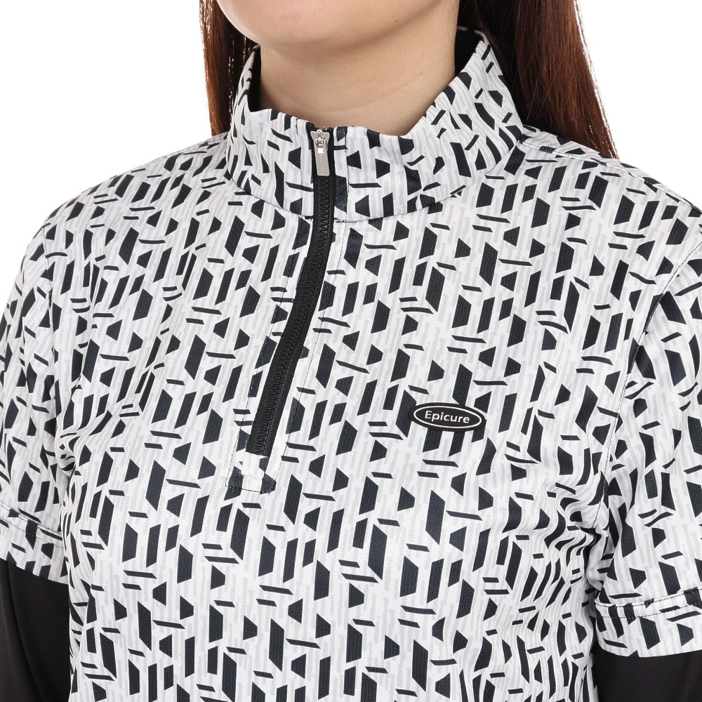 エピキュール（epicure）（レディース）ゴルフウェア 吸水速乾 抗菌防臭 重ね着風 長袖ジップシャツ 155-28410-019