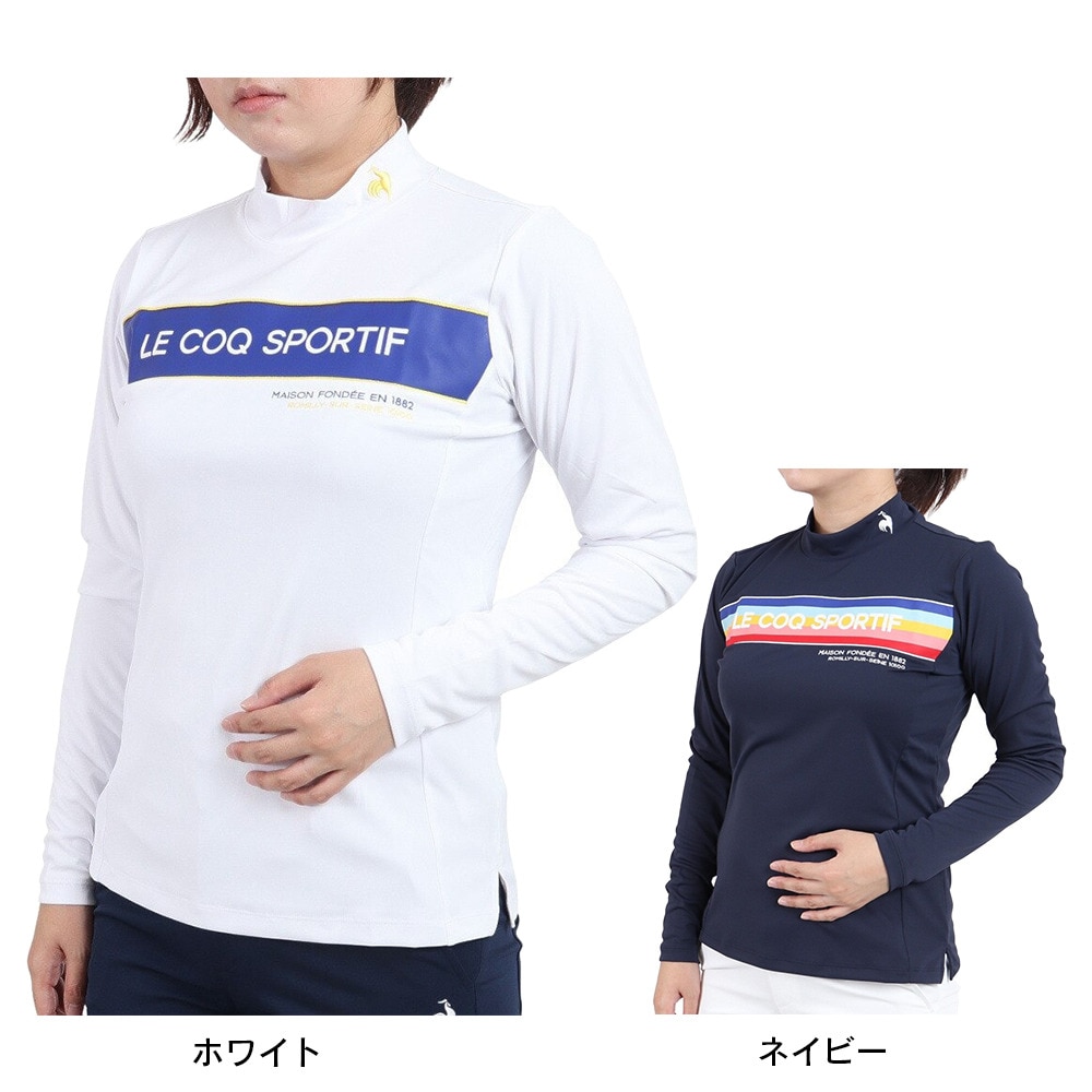 ルコックゴルフ（レディース）ゴルフウェア 吸汗 速乾 ロゴハイネック長袖シャツ QGWUJB02 NV00