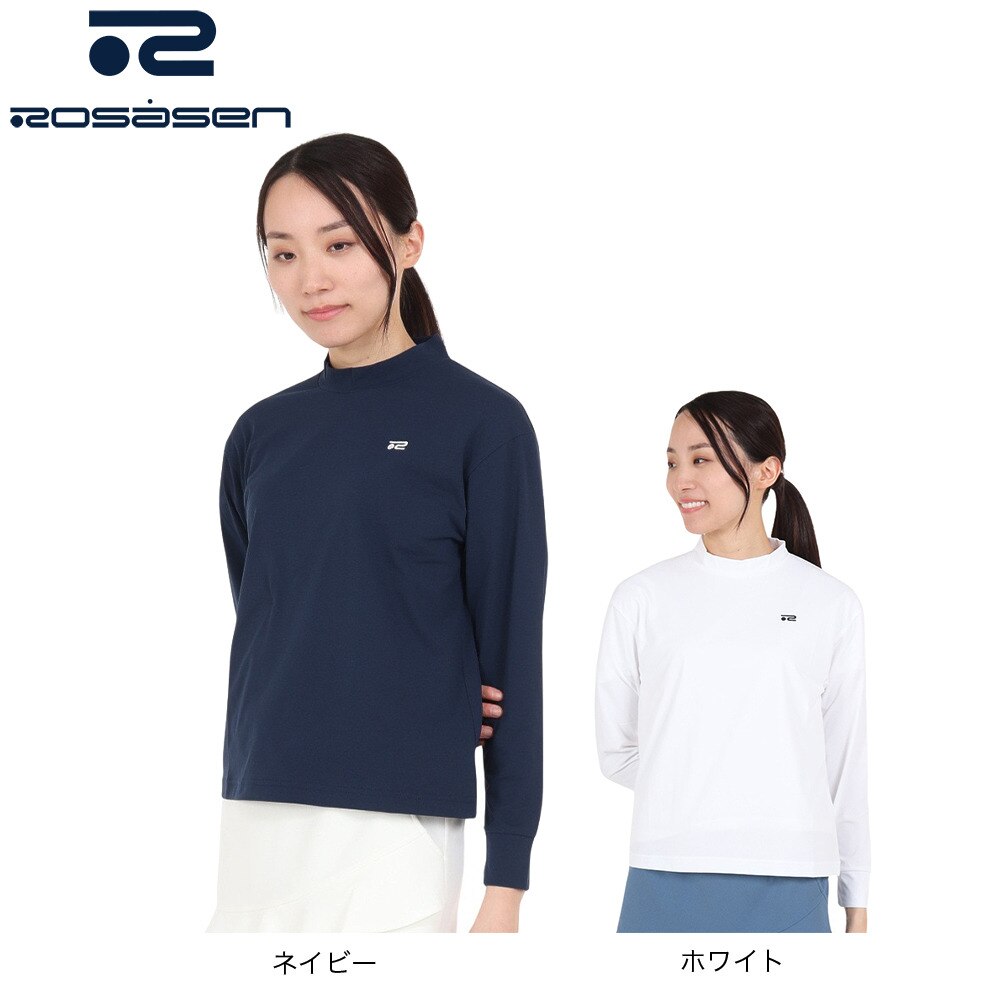 ROSASEN（レディース）ゴルフウェア 吸水 速乾 A-Line 長袖モックネックシャツ 048-29911-004