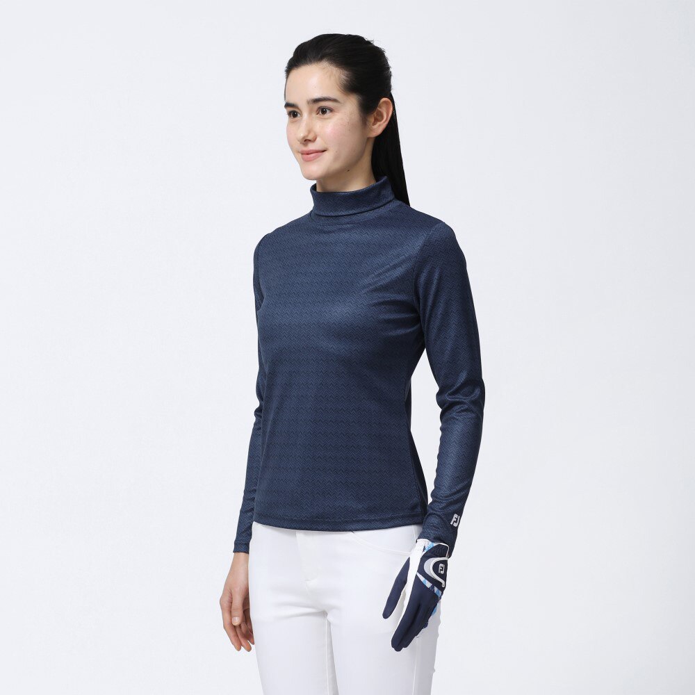 フットジョイ（FootJoy）（レディース）ゴルフウェア シェブロンプリント サーモライト長袖保温タートルネックシャツ 81174  FJW-F23-S04