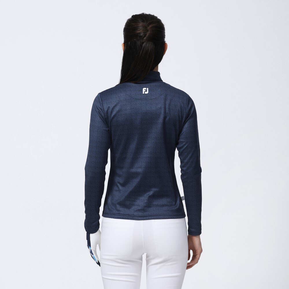 フットジョイ（FootJoy）（レディース）ゴルフウェア シェブロンプリント サーモライト長袖保温タートルネックシャツ 81174  FJW-F23-S04