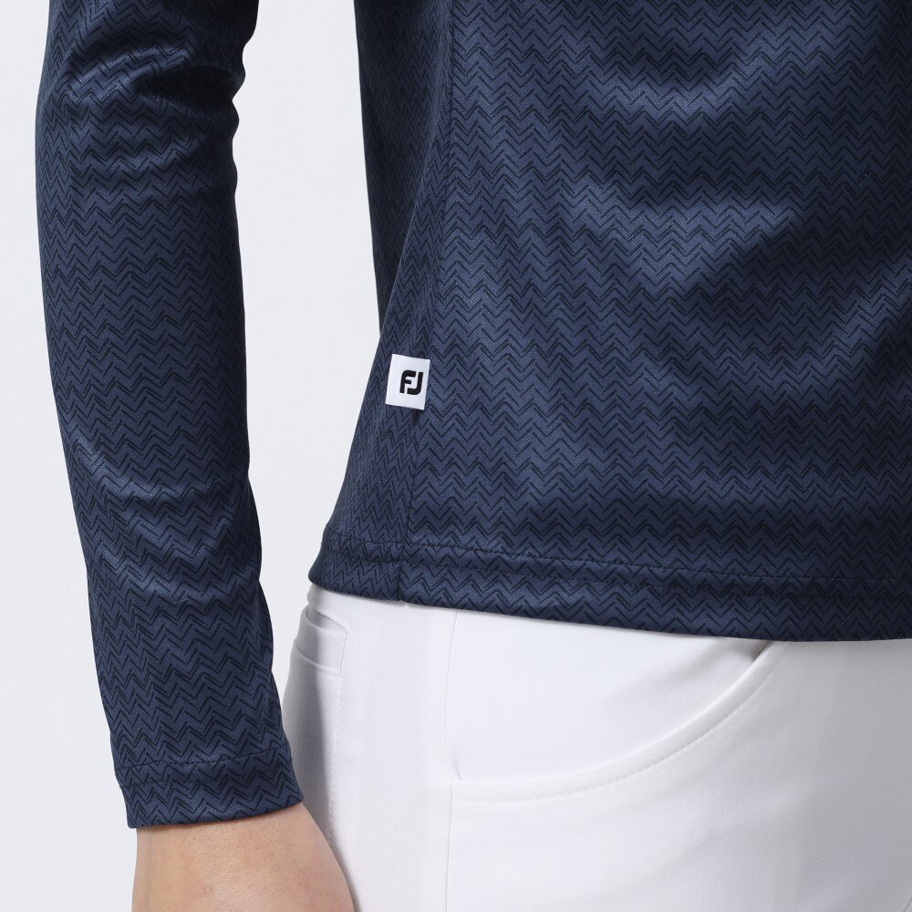 フットジョイ（FootJoy）（レディース）ゴルフウェア シェブロンプリント サーモライト長袖保温タートルネックシャツ 81174  FJW-F23-S04