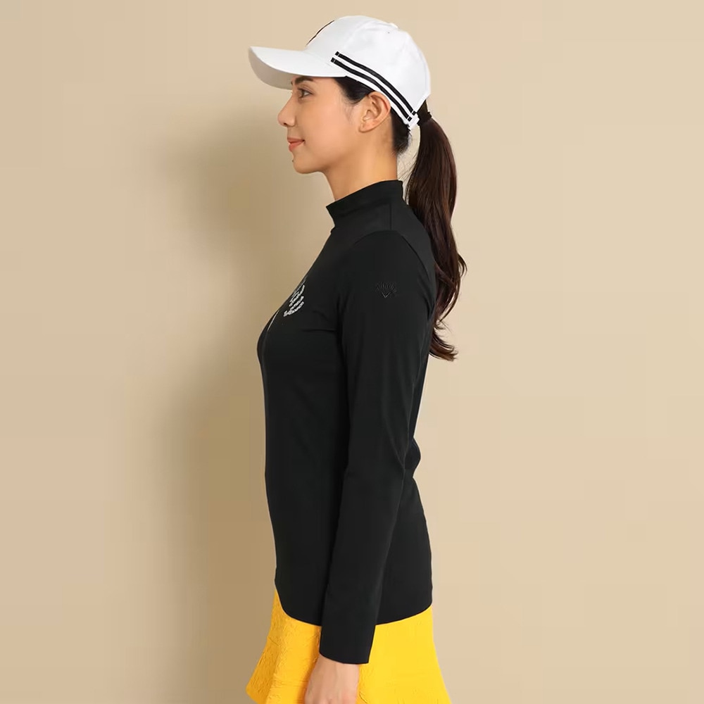キャロウェイ（CALLAWAY）（レディース）ゴルフウェア 天竺長袖モックネックロゴプリントシャツ C23233201-1010