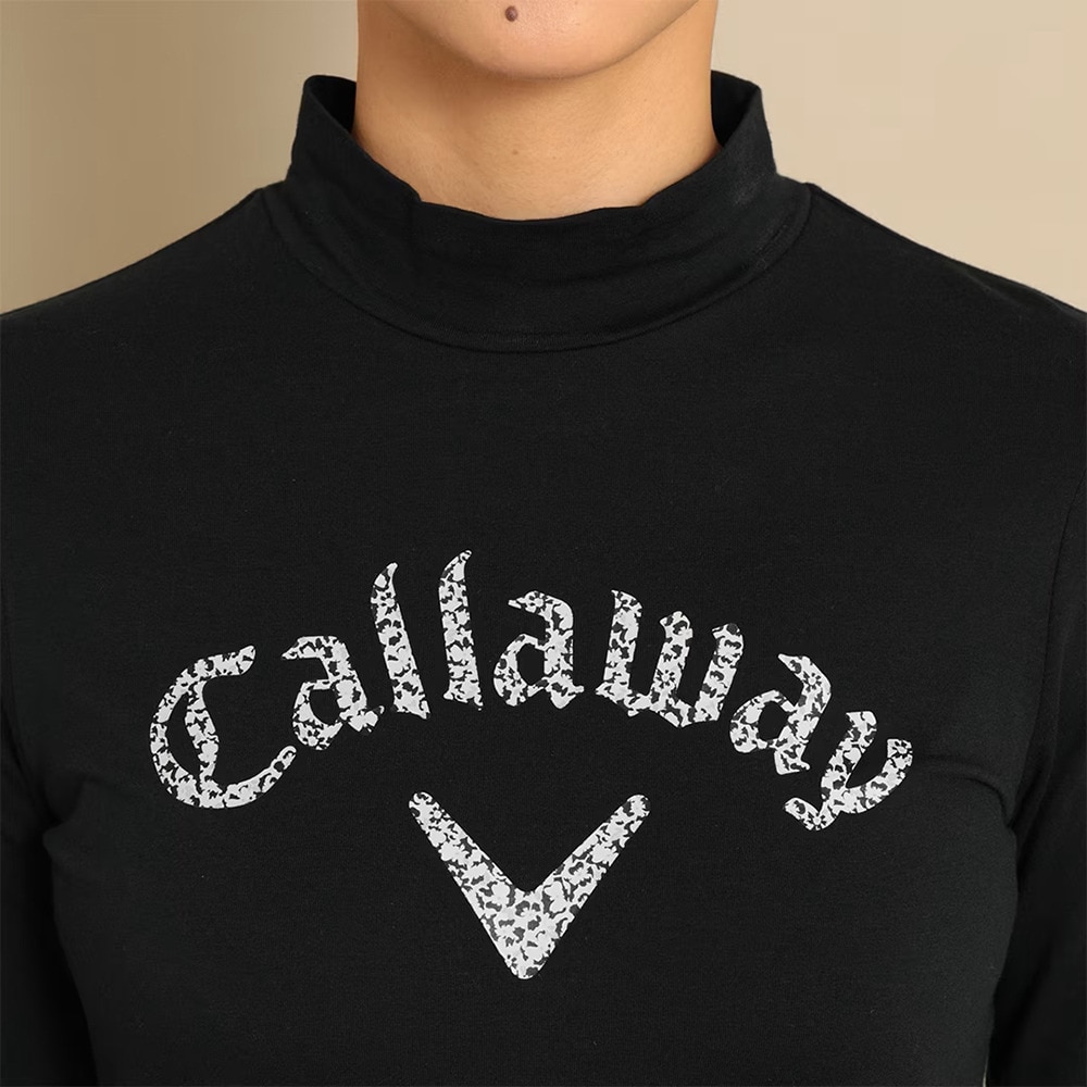 キャロウェイ（CALLAWAY）（レディース）ゴルフウェア 天竺長袖モックネックロゴプリントシャツ C23233201-1010