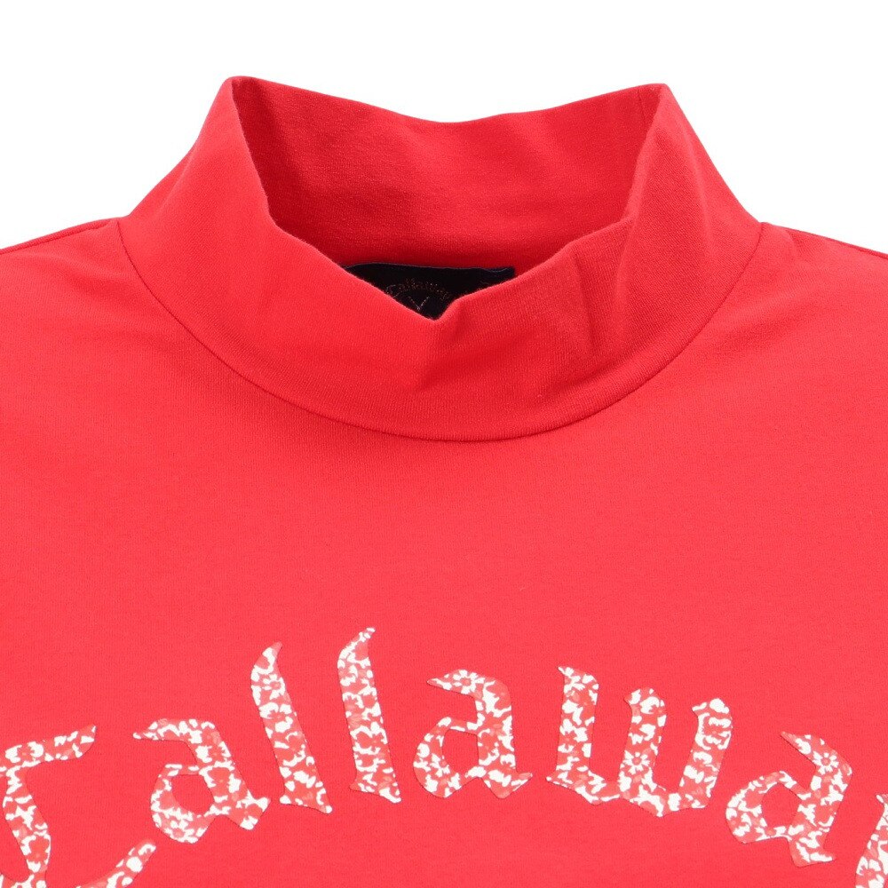 キャロウェイ（CALLAWAY）（レディース）ゴルフウェア 天竺長袖 モックネック ロゴプリントシャツ C23233201-1100