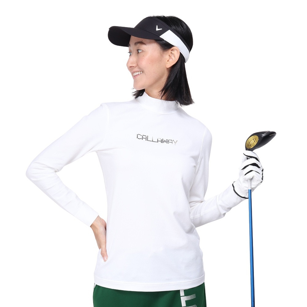 キャロウェイ（CALLAWAY）（レディース）ゴルフウェア メタリックロゴ 長袖 モックネックシャツ C24233200-1030