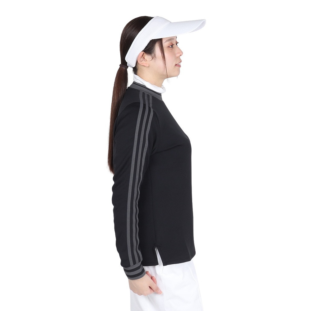 アディダス（adidas）（レディース）ゴルフウェア 保温 3ストライプ モックネック 長袖シャツ JTC13-IS4803 BK