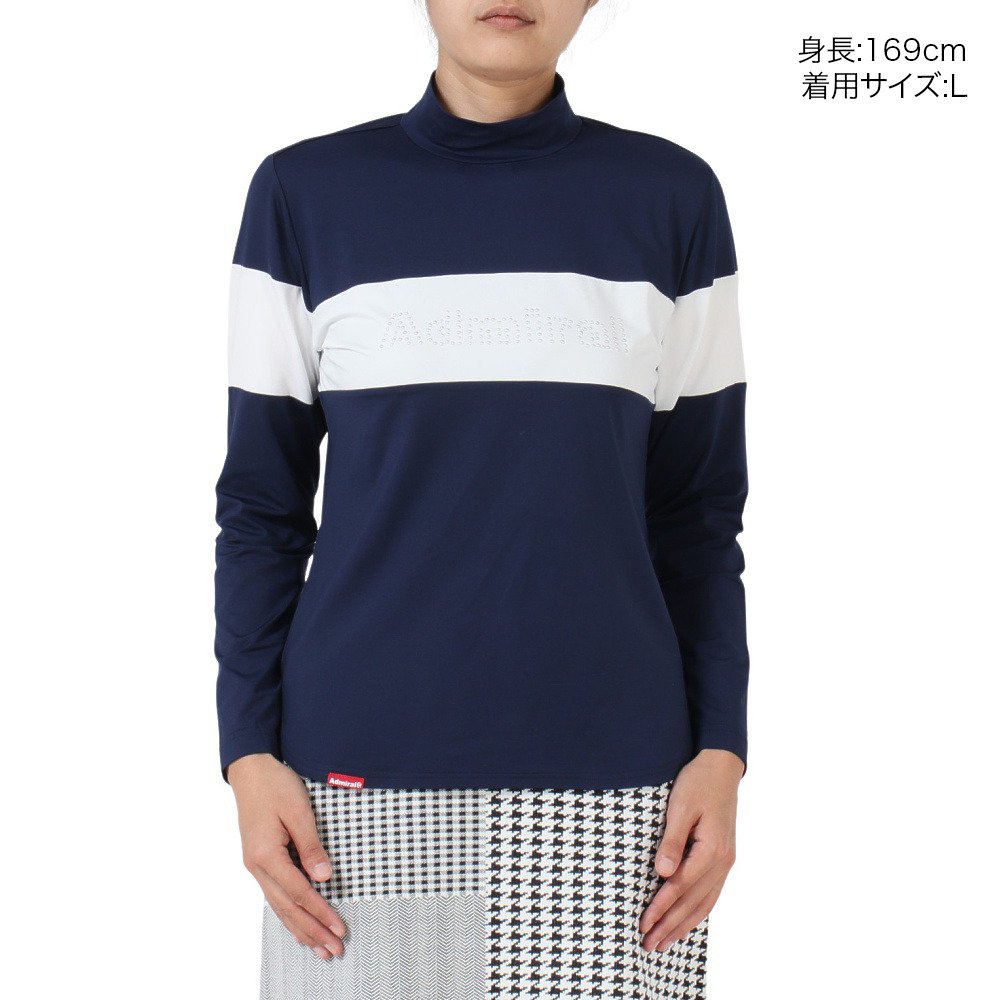 アドミラル ゴルフ（Admiral GOLF）（レディース）ゴルフウェア 裏起毛 ロングスリーブ モックネックシャツ ADLA459-NVY