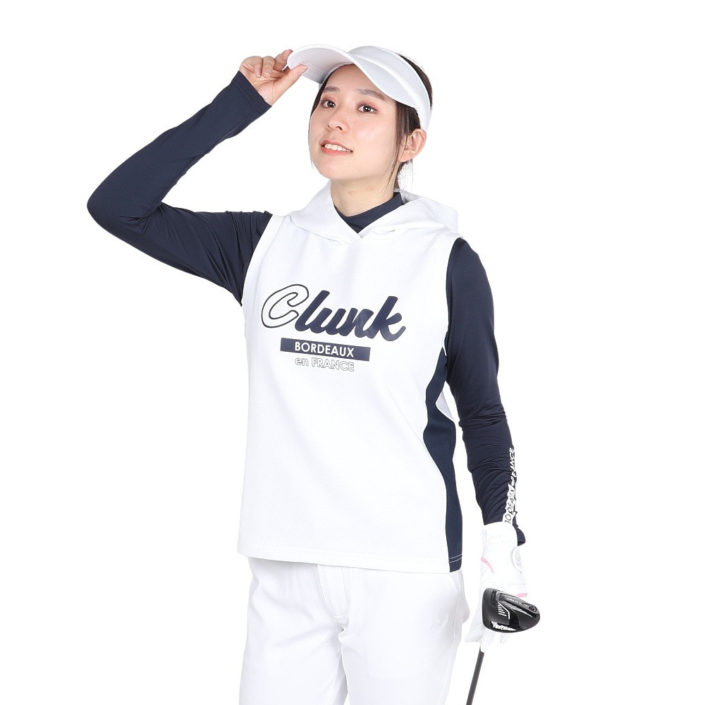 クランク（CLUNK）（レディース）ゴルフウェア パーカー 長袖モックネック カットベスト セット CL5SUG01 WHT